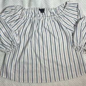 Sanctuary linen blend striped flowy 3/4 sleeve off the shoulder -NWOT